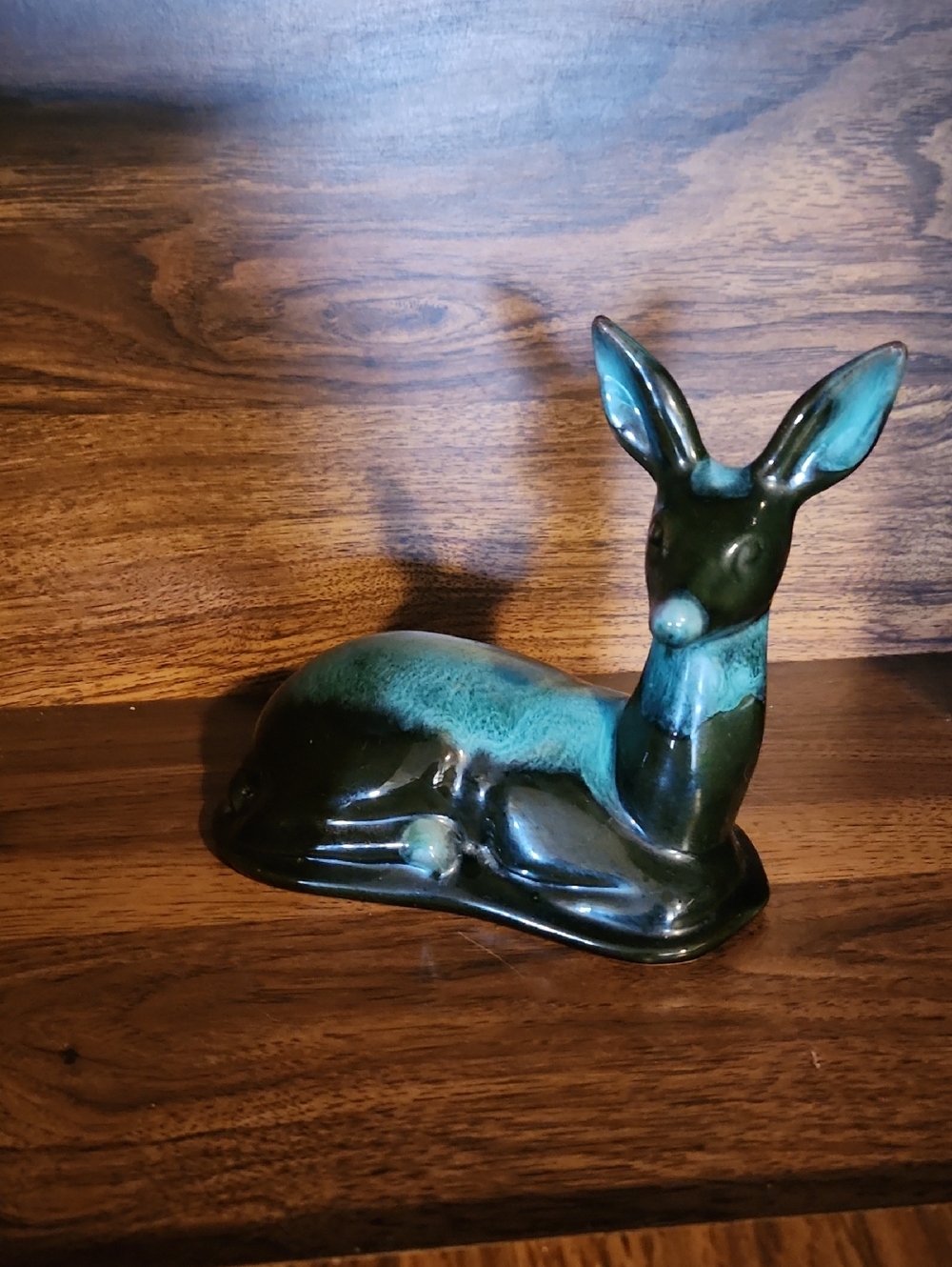 Blue Mountain Pottery Green Deer Figurine